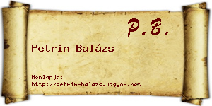 Petrin Balázs névjegykártya