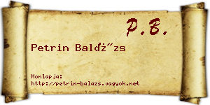 Petrin Balázs névjegykártya